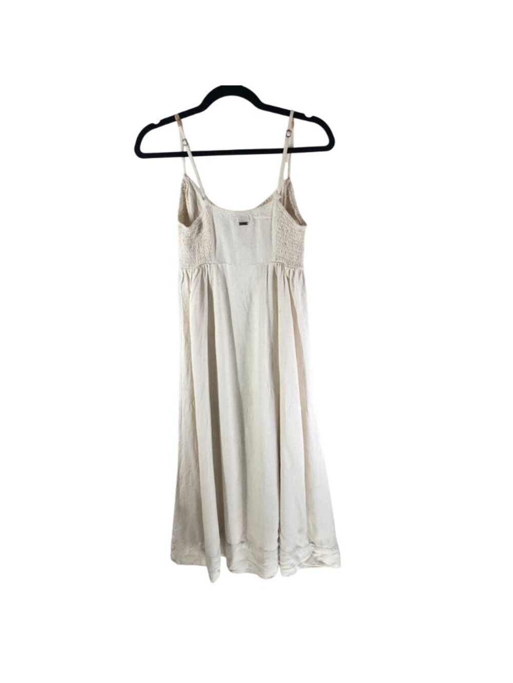 Ghanda Linen Blend Maxi Dress Tie Front V Neck Beige S - Picture 2 of 4